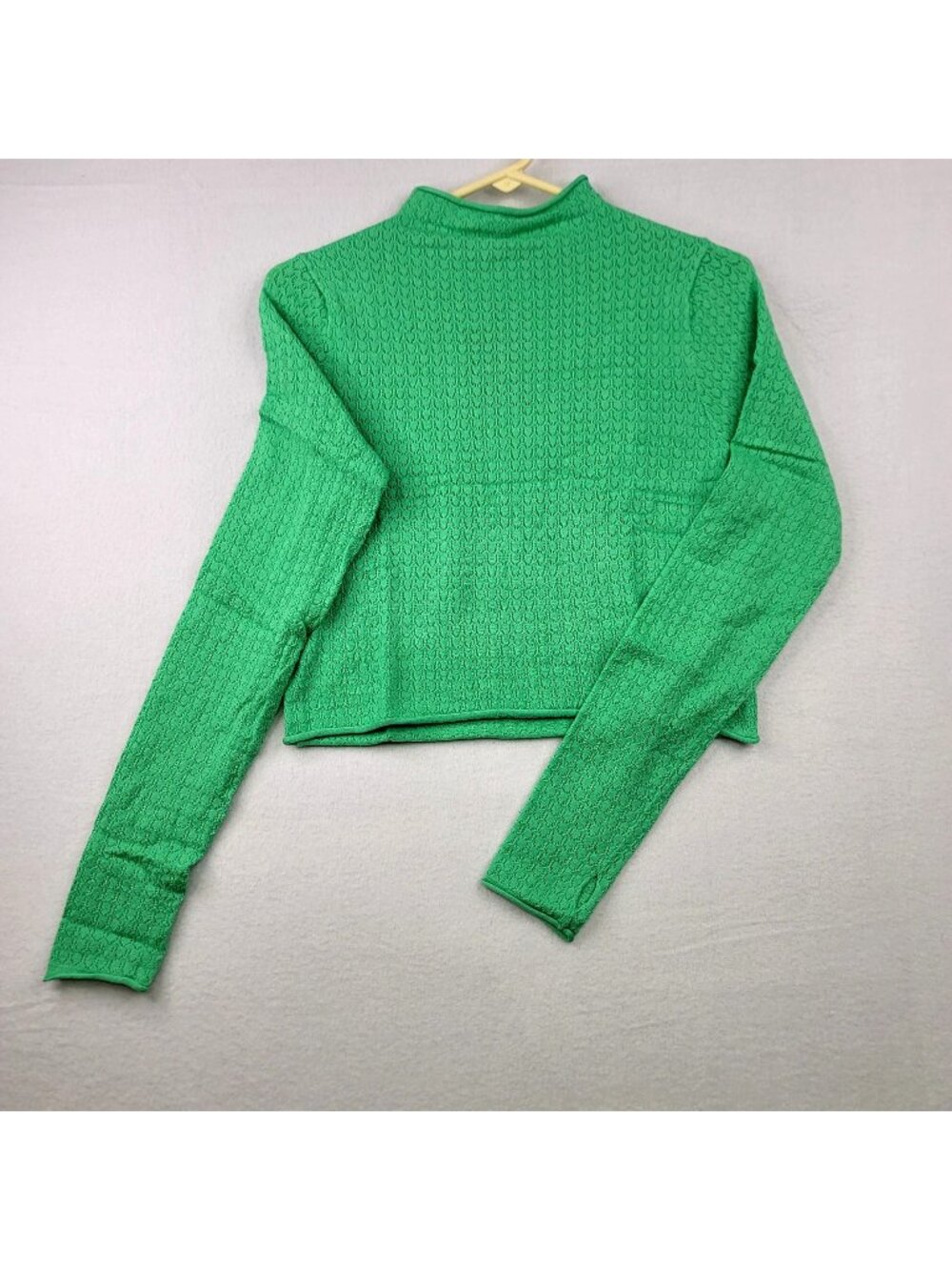 Wild Fable Long Sleeve Cropped Knit Top S Mint Green Thumb Holes Casual Layers